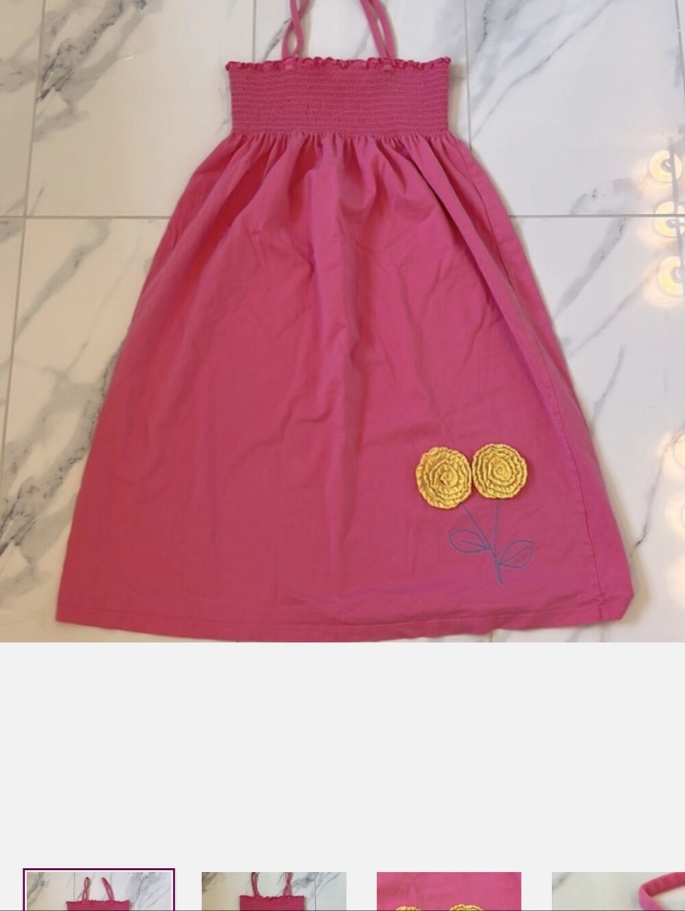 Hanna Anderson Pink Cotton Dress With Flower Size 14